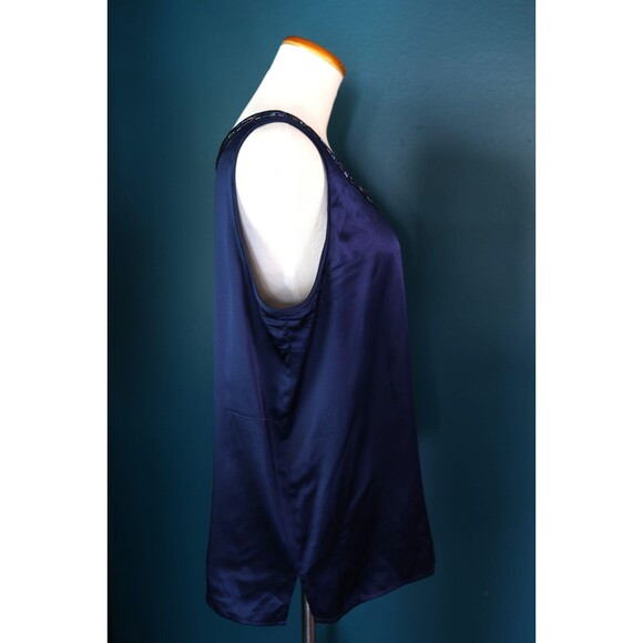 Vintage I.B. Diffusion Silk Beaded Midnight Blue Tank Top Camisole Fairy Grunge - Picture 8 of 10